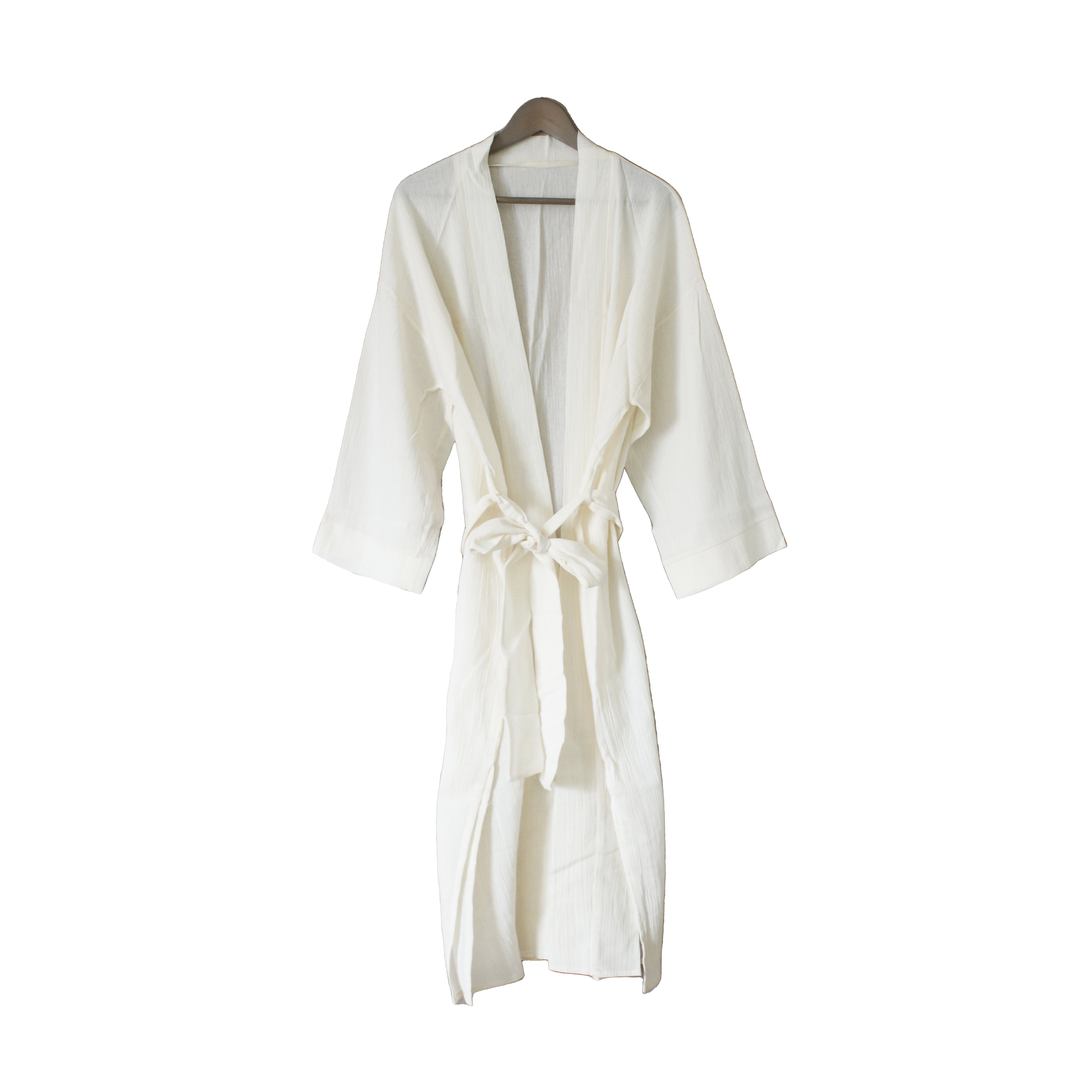 DOĞAL DOKUMA PAMUKLU BORNOZ - Beyaz