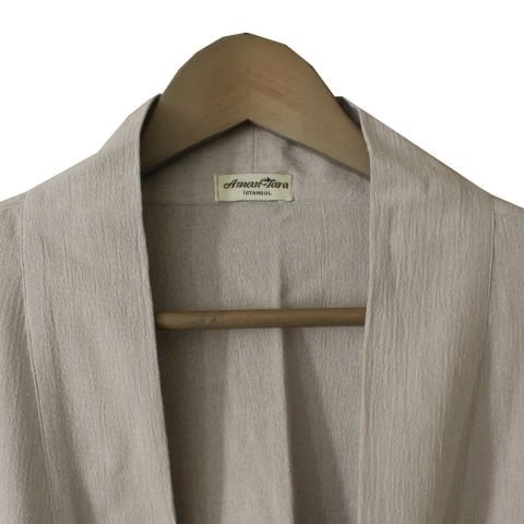 KISA KIMONO PANTOLON TAKIM - EKRU