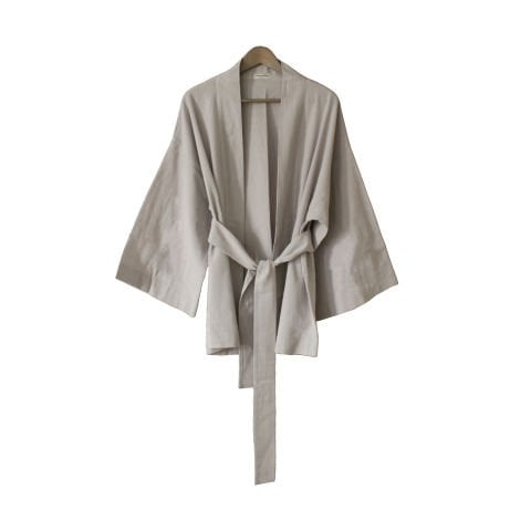 KISA KIMONO PANTOLON TAKIM - EKRU