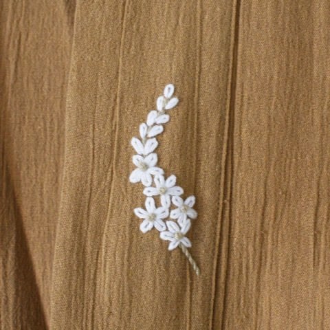 YAPRAK NAKIŞLI YARASA KOL KISA KİMONO - KAHVERENGİ