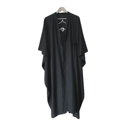 MAÇA DESENLİ NAKIŞLI UZUN KİMONO - SİYAH