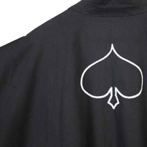 MAÇA DESENLİ NAKIŞLI UZUN KİMONO - SİYAH